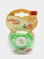 Зеленый соска-пустышка Baby Land с рисунком силиконовая ортодонтическая, 0 мес+