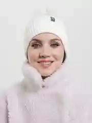 Белый шапка бини женская с утеплителем