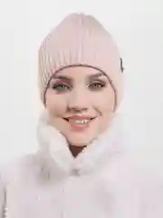 Конфетный шапка бини женская с утеплителем