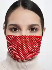 Алый многоразовая защитная маска для лица со стразами