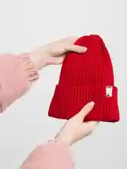 Красный шапка бини женская с утеплителем