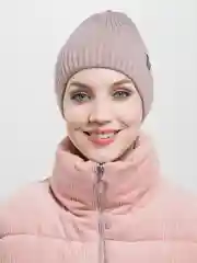 Розовый шапка бини женская с утеплителем