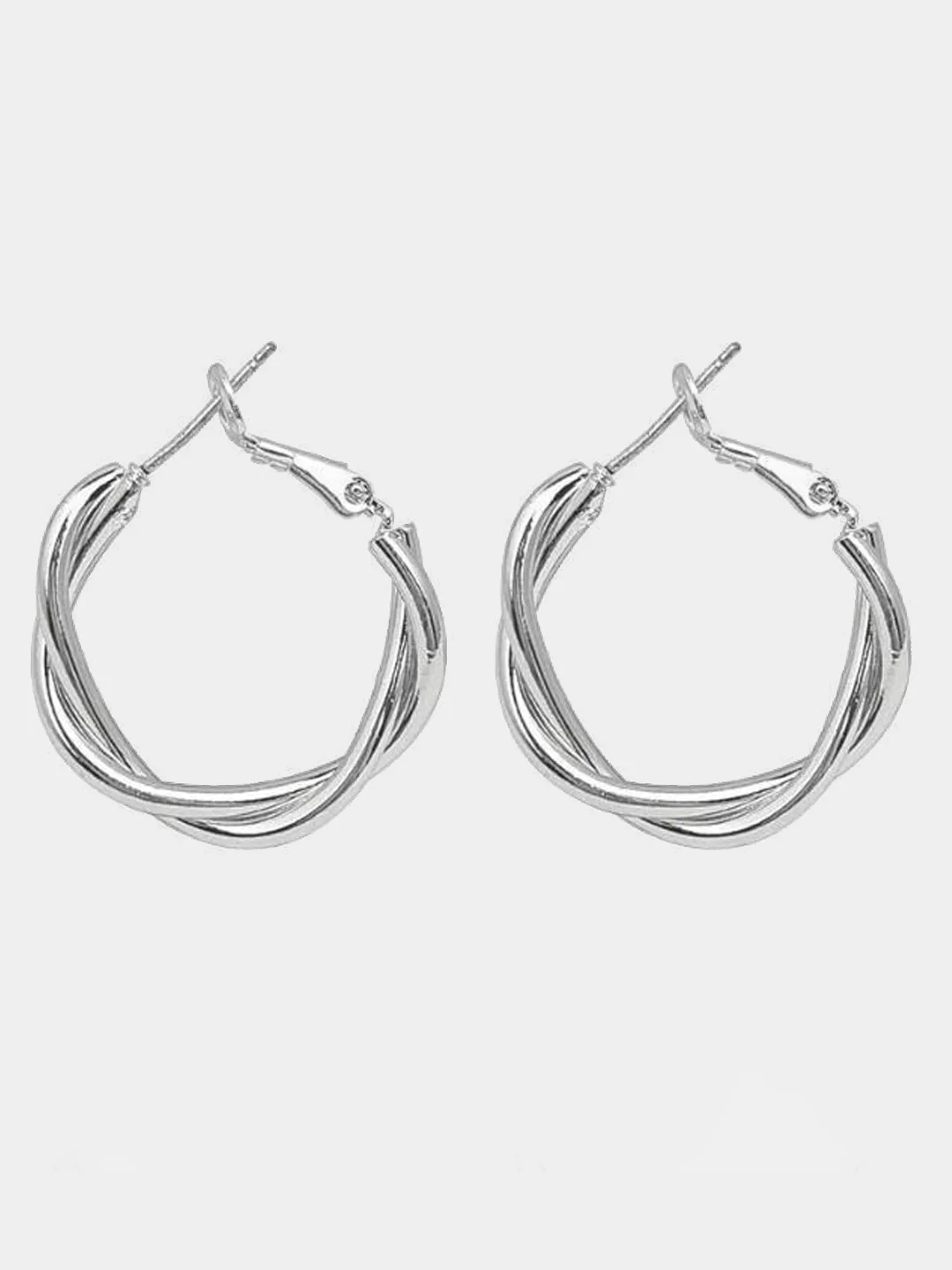 Серебряный плетеные серьги - кольца, 2 цвета