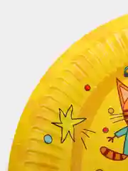 Желтый тарелки для праздника 9/23 см Три Кота "С Днем Рождения!"