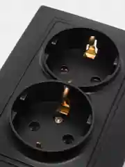 Черный розетка двойная с заземлением скрытой установки 16А 250В Intro Plano