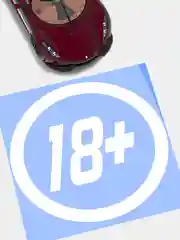 Белый наклейка на авто "18+", на стекло кузов