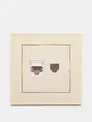 Розетка компьютерная+телефонная "UNIVersal" / "Бриллиант" 1А, RJ45, RJ12, "слоновая кость"