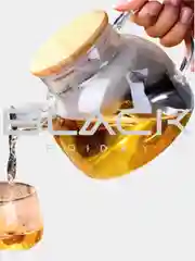 Чайник заварочный прозрачный с бамбуковой крышкой, 1 л