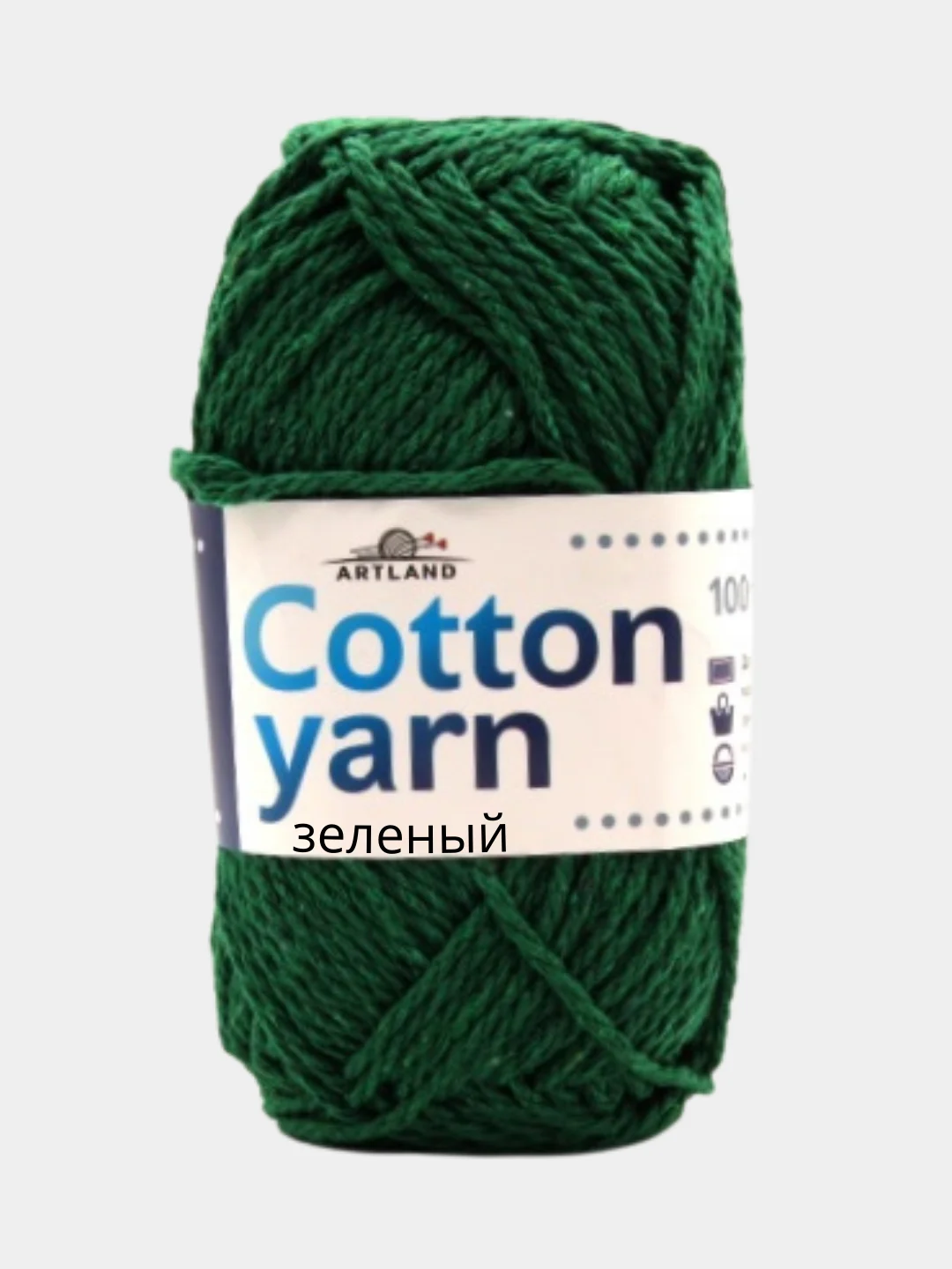Зеленый пряжа толстый хлопок Artland Cotton yarn 70% хлопок, 30% синтетическое волокно, 100 г 90 м