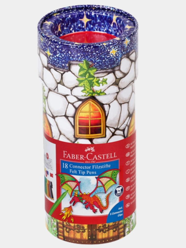 Набор для рисования Faber-Castell "Connector" 18 фломастеров, 5 клипс, 2 карты