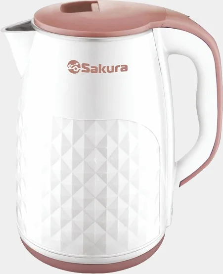 Белый чайник электрический Sakura SA-2165WBG, 1500-1800 Вт