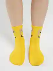 Лимонный носки женские яркие с рисунком кот, собачки