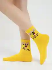 Лимонный носки женские яркие с рисунком кот, собачки
