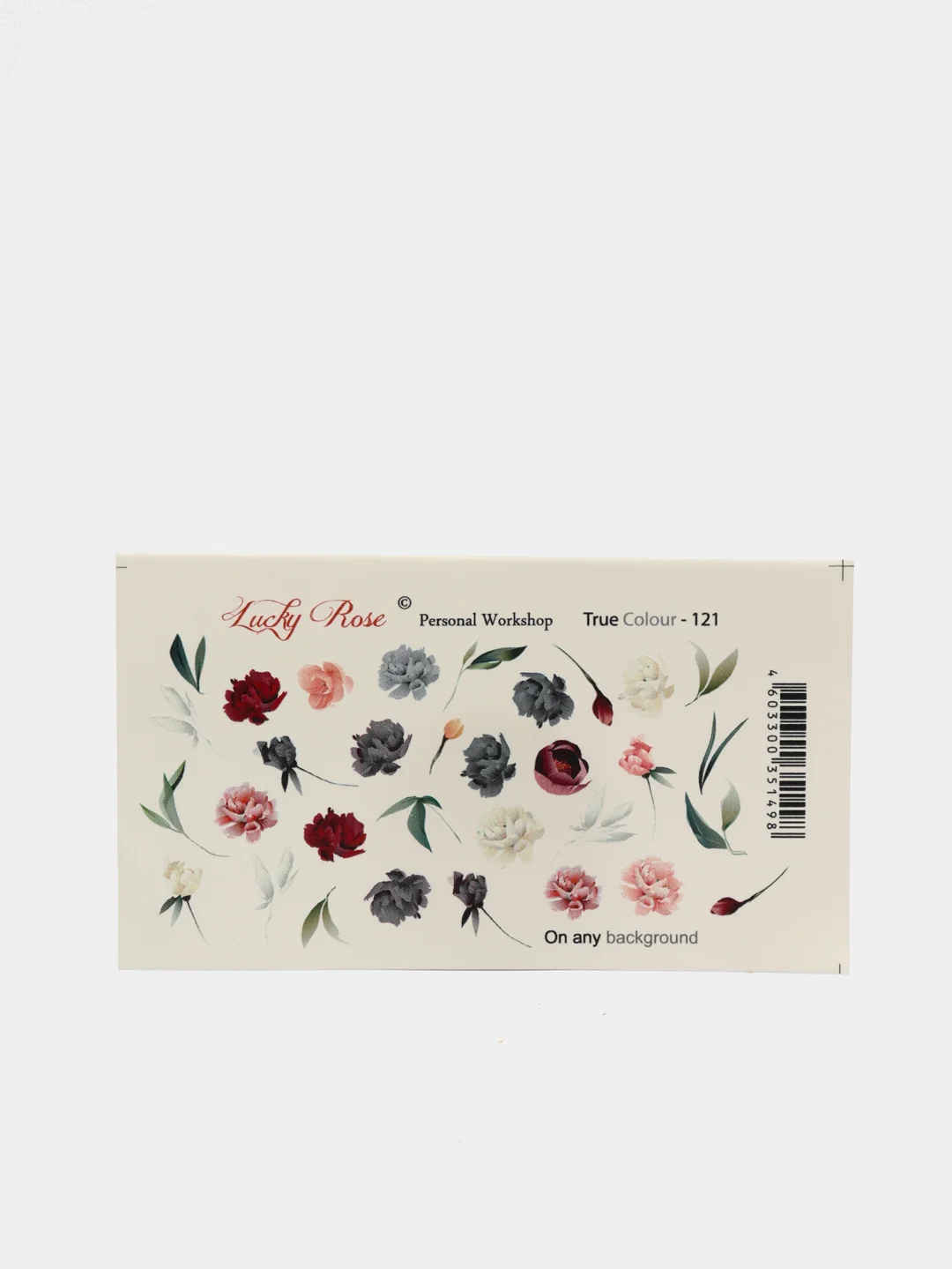Наклейка для дизайна ногтей Lucky Rose Цветы Пионы, слайдер для маникюра под гель-лак