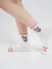 Коралловый белые носки с мультяшным рисунком