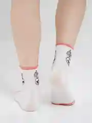 Коралловый белые носки с мультяшным рисунком