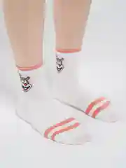Коралловый белые носки с мультяшным рисунком