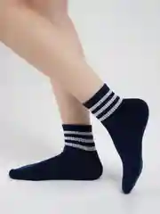 Синий носки однотонные с полосками