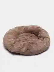 Хаки лежак для собак и крупных кошек, круглый, пушистый, 80 см