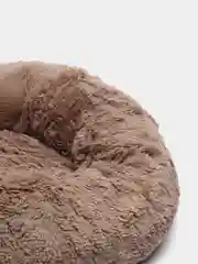 Хаки лежак для собак и крупных кошек, круглый, пушистый, 80 см