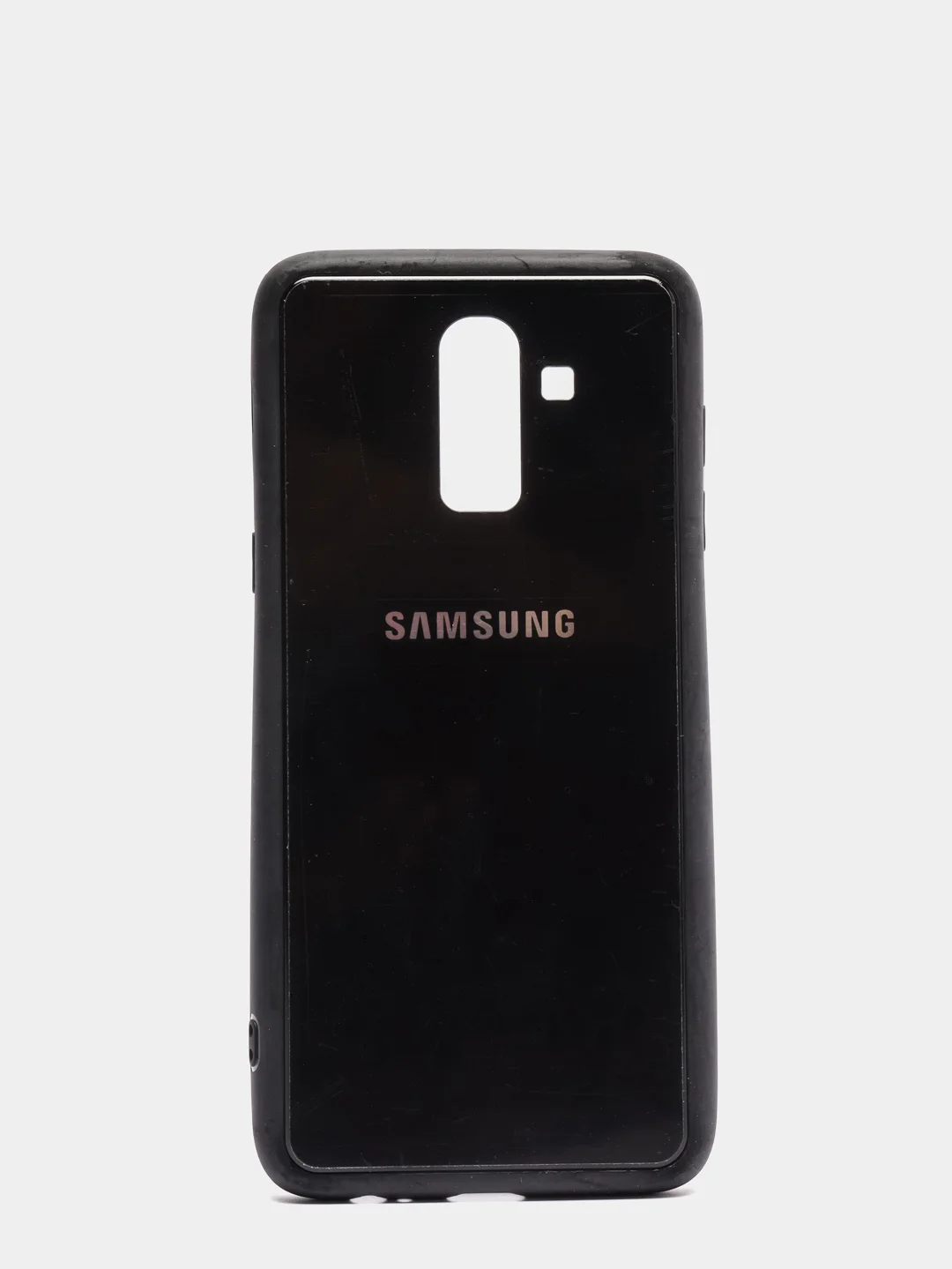 Черный чехол для Samsung J8 / j8 2018 glass +силикон