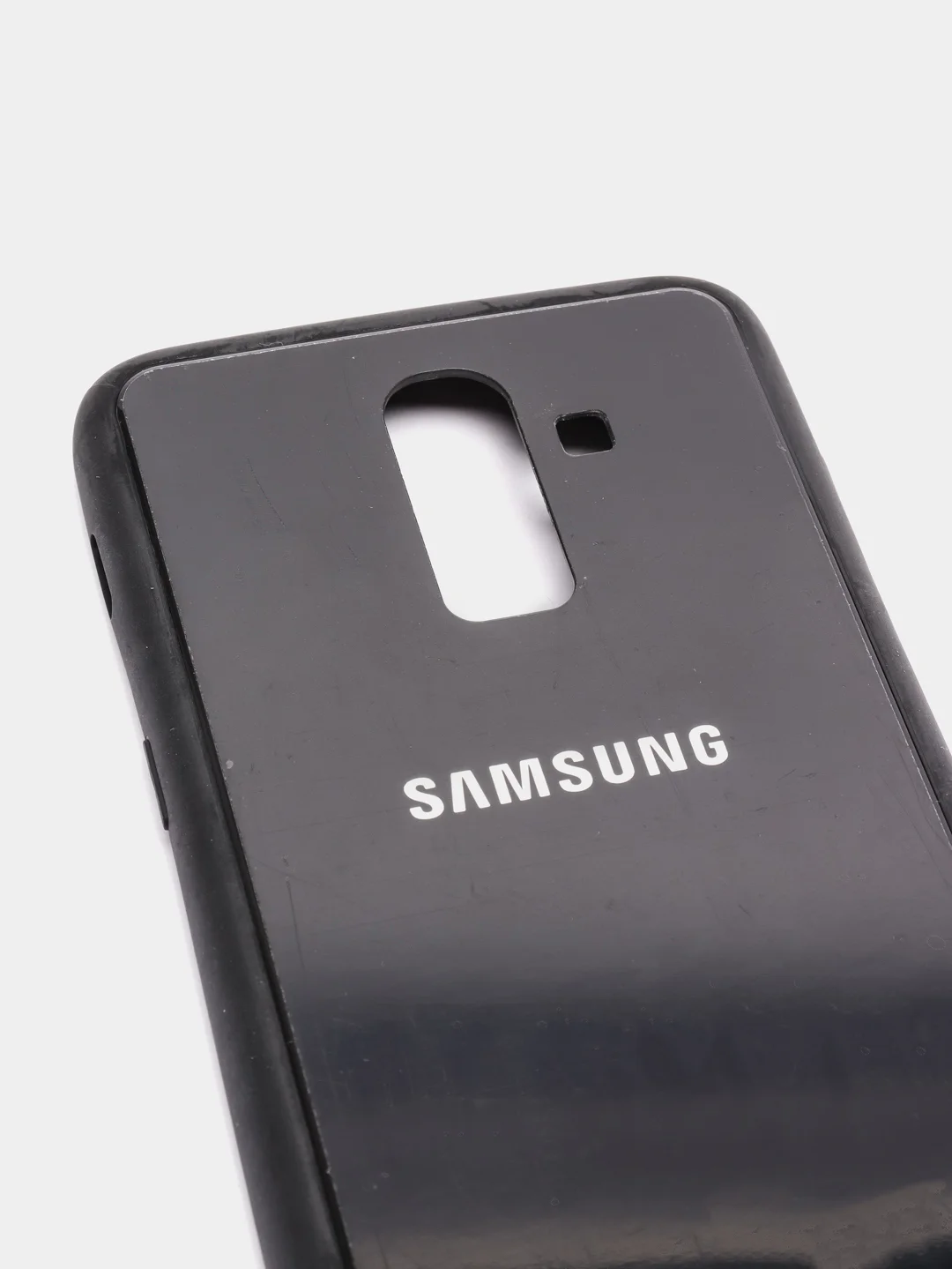 Черный чехол для Samsung J8 / j8 2018 glass +силикон