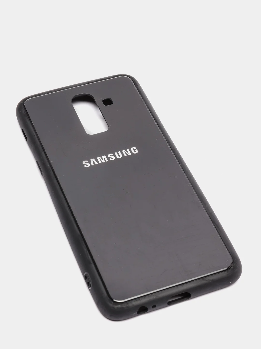 Черный чехол для Samsung J8 / j8 2018 glass +силикон