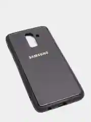 Черный чехол для Samsung J8 / j8 2018 glass +силикон