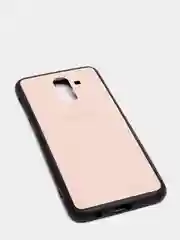 Розовый чехол для Samsung J8 / j8 2018 glass +силикон