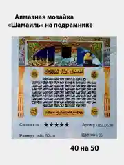 Белый алмазная мозаика "Шамаиль",40 на 50 на подрамнике