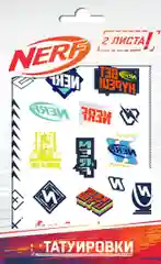 Наклейки-татуировки "NERF", 2 листа, диз.1