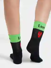 Черный носки женские с надписями и принтами: love, oreo, smile, pizza, flover