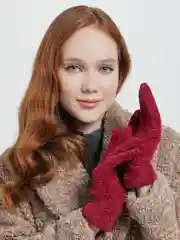 Бордовый перчатки утепленные сенсорные унисекс