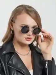 Черный очки круглые солнцезащитные, унисекс, ретро