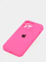 Тёмно-розовый чехол Silicone Case для iPhone 13 Pro, с защитой камеры, закрытый низ