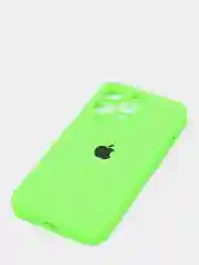 Салатовый чехол Silicone Case для iPhone 13 Pro, с защитой камеры, закрытый низ