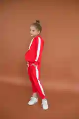 Красный спортивный костюм из футера для девочек и мальчиков
