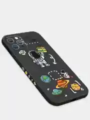 Черный силиконовый чехол для айфон iPhone 13, чехол с космонавтом