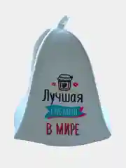 Бежевый шапка для бани и сауны, с надписью