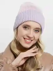 Лавандовый шапка-бини женская, вязаная