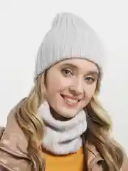Конфетный комплект шапка и снуд женский вязаный с утеплителем