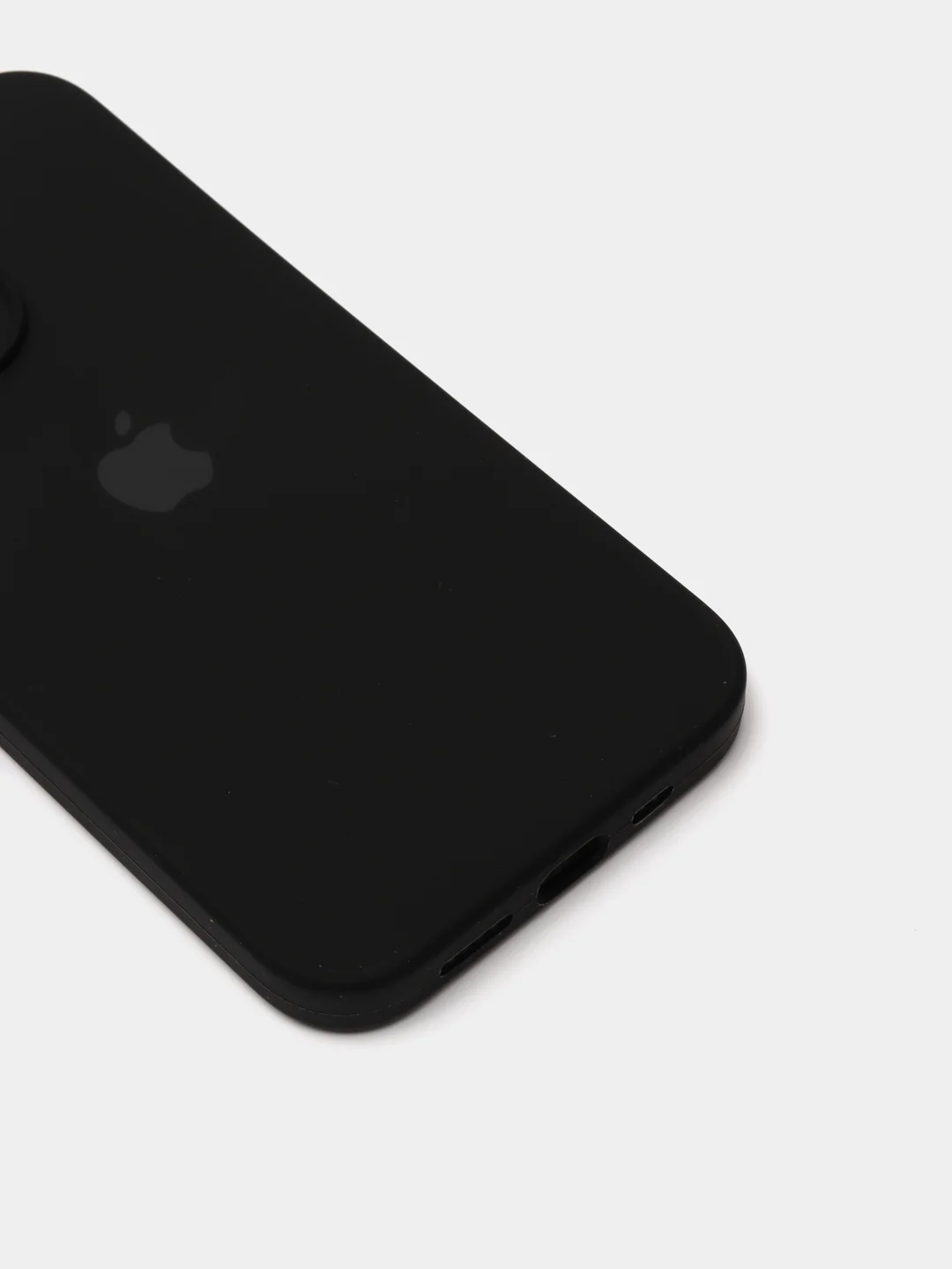 Черный чехол Silicone Case для iPhone 13 Pro, с защитой камеры, закрытый низ