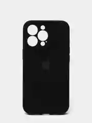 Черный чехол Silicone Case для iPhone 13 Pro, с защитой камеры, закрытый низ