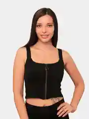 Черный топ женский укороченный на бретелях