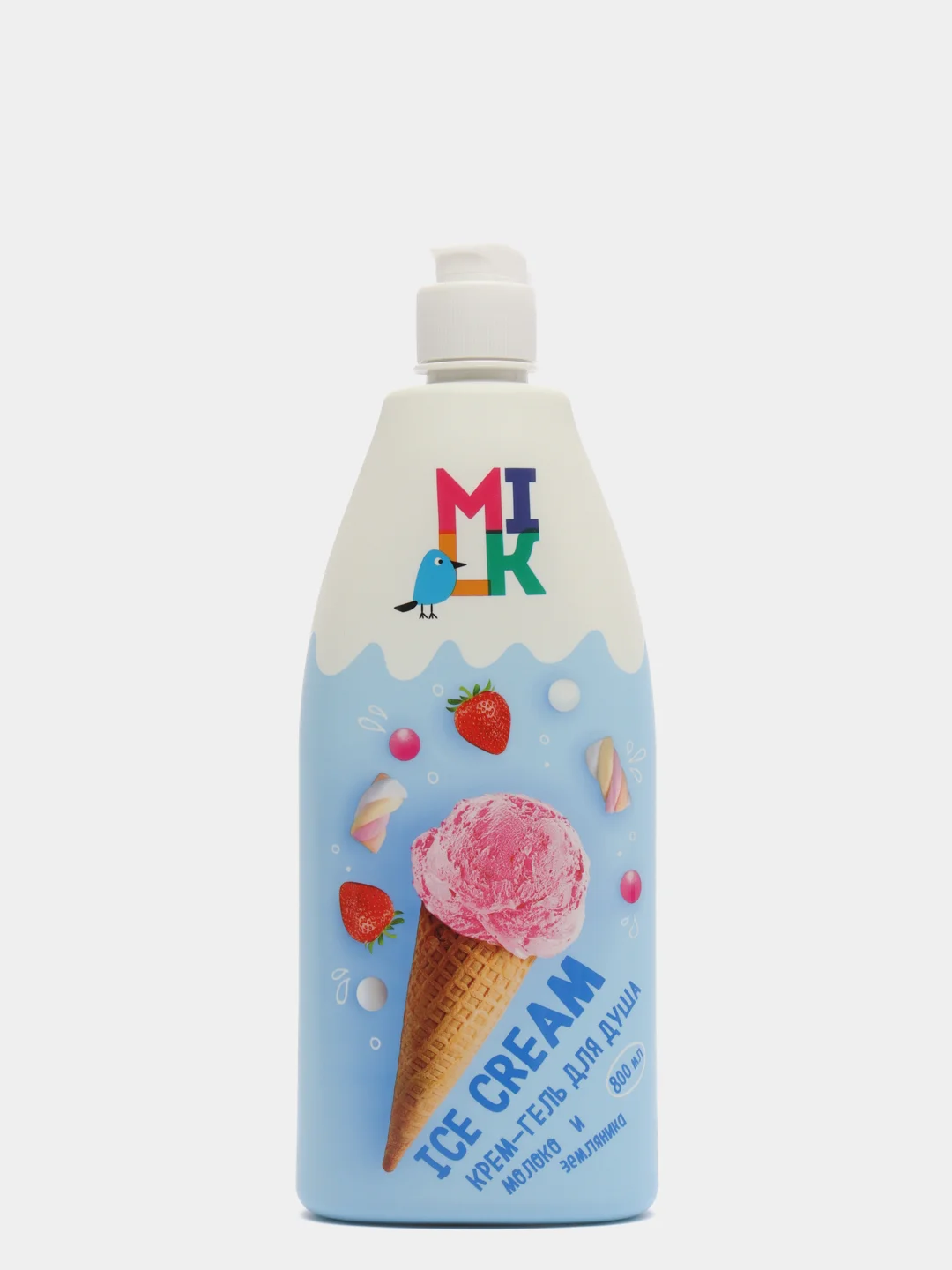 Milk Крем-гель для душа молоко и земляника, 800 мл