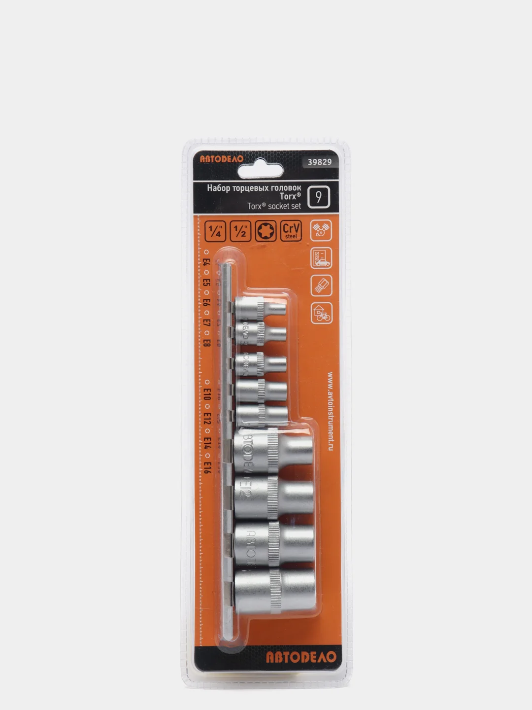Набор торцевых головок Torx 1/2 и 1/4 39829 от Е14 до Е16