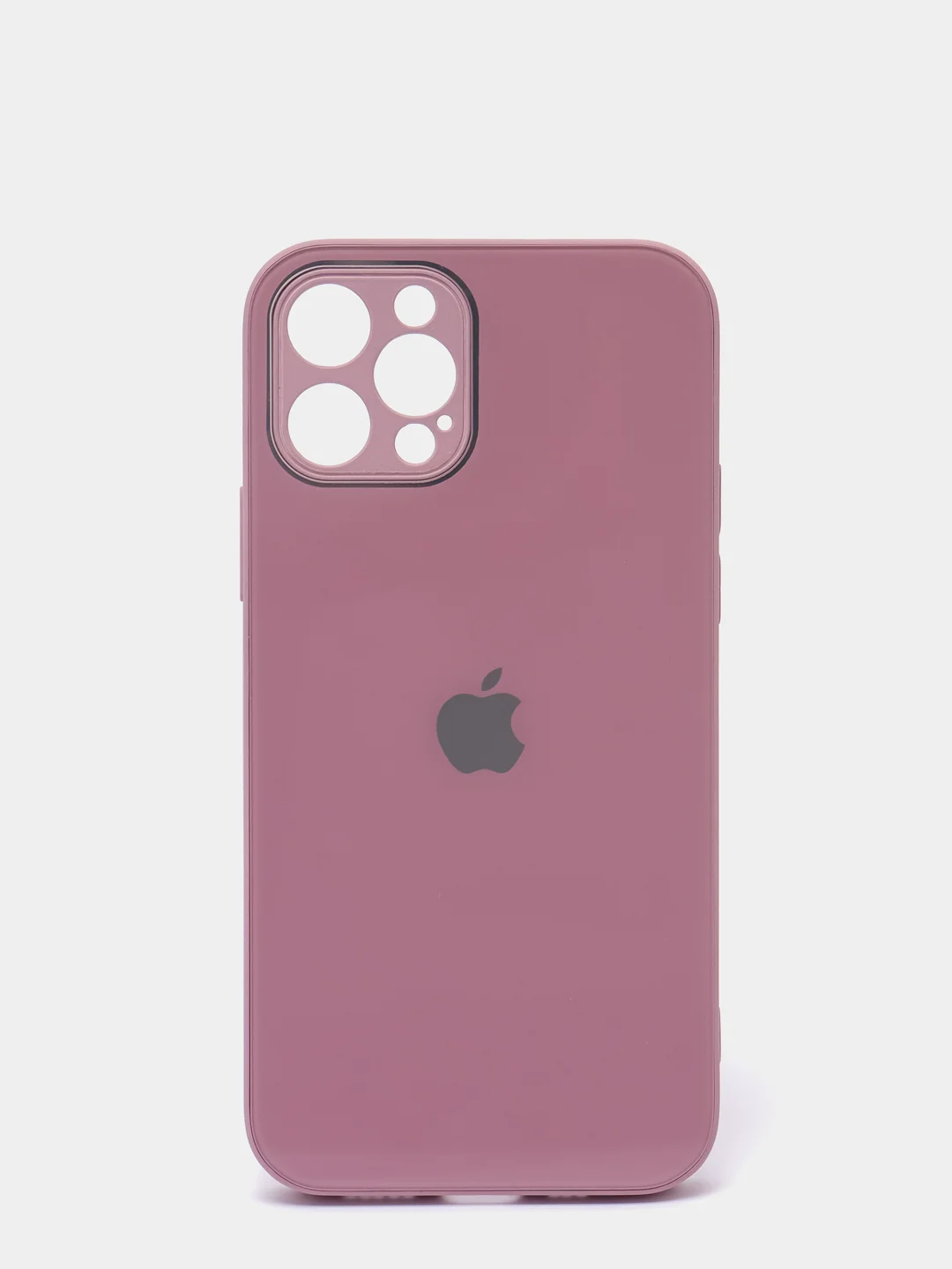Пудровый защитный стеклянный чехол для iphone 12pro с яблоком