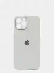 Белый защитный стеклянный чехол для iphone 12Pro Max 6.7 с яблоком