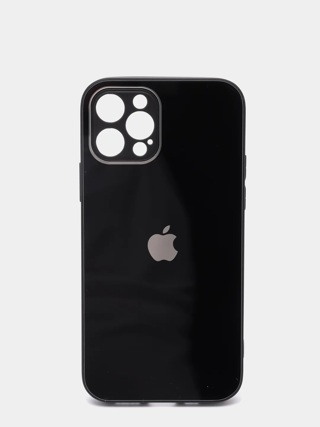 Черный защитный стеклянный чехол для iphone 12pro с яблоком