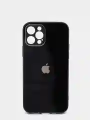 Черный защитный стеклянный чехол для iphone 12pro с яблоком